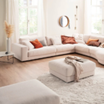 Beech Wood L-Shape Sofa & Pouf  – MZSC052 - Image 5