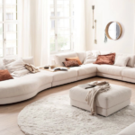 Beech Wood L-Shape Sofa & Pouf  – MZSC052 - Image 4