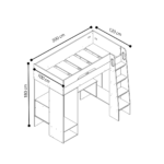 Kids Bunk Bed Frame & Study Table - MZBRK001 - Image 6