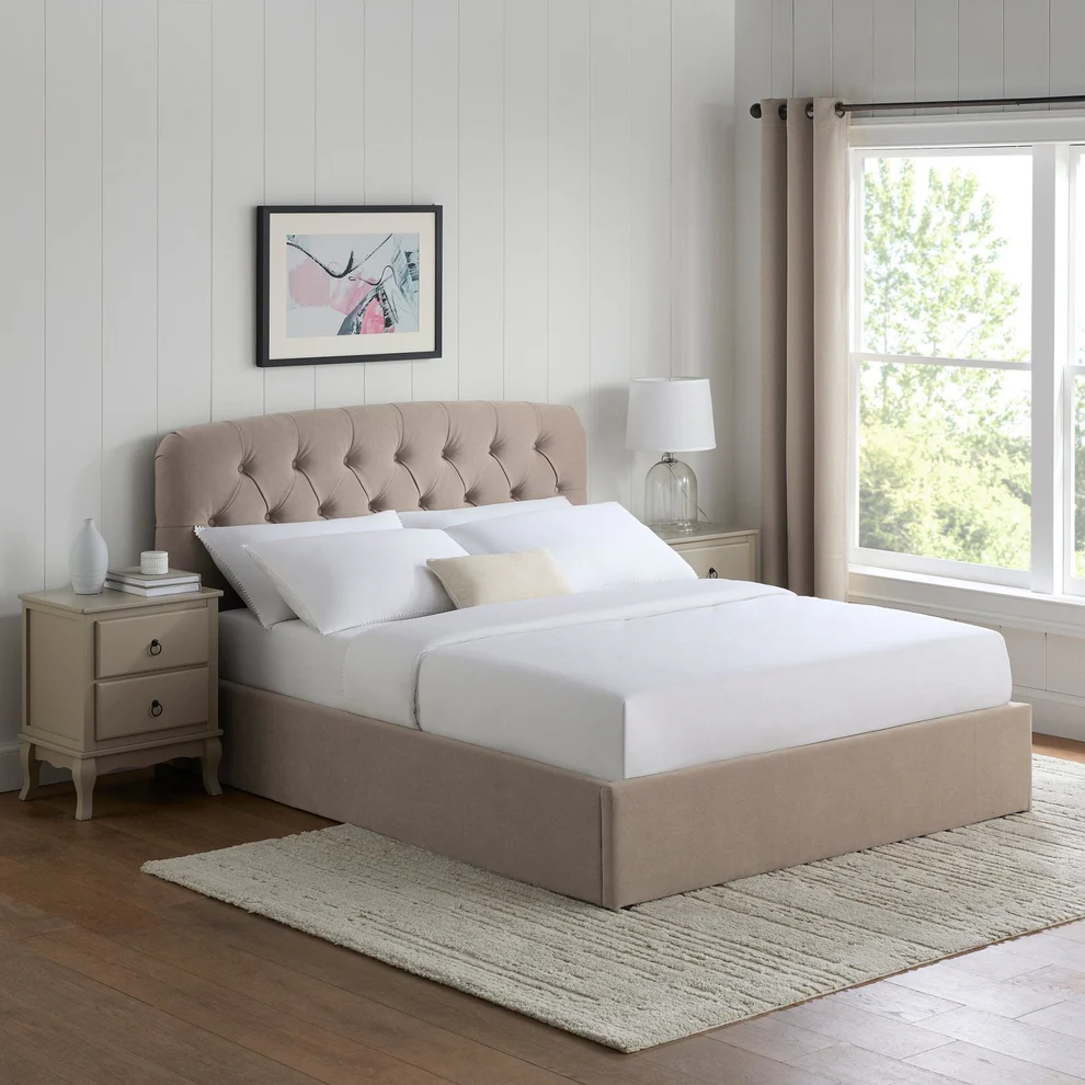 MZBDNN01W-3.webp Button Tufted Bed - MZBDN01-BEIG - Image 1