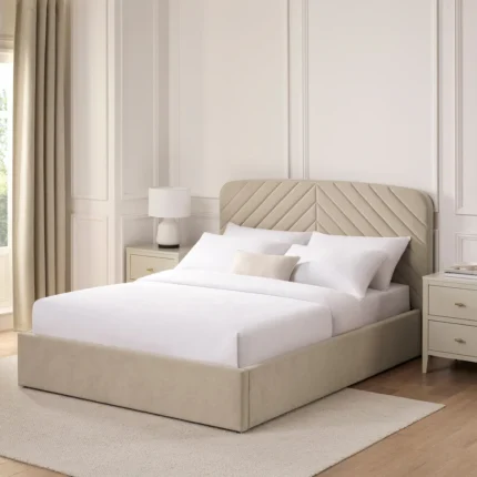 Button Tufted Bed - MZBDN06-BEIG