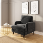 Dark Grey Velvet Armchair - MZCH020