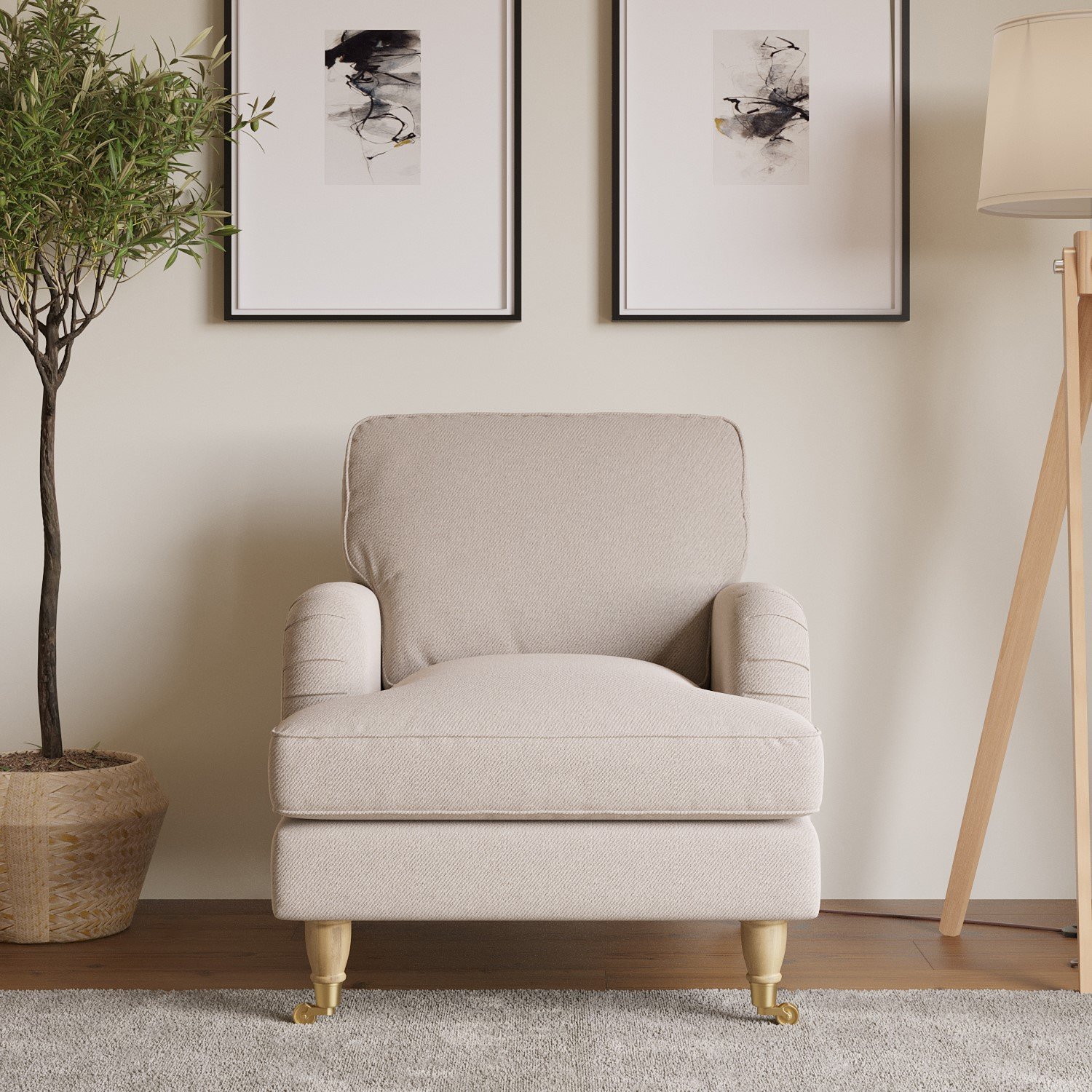 MZCH021.jpg Beige Linen Armchair - MZCH021 - Image 1