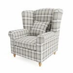 Grey Linen Fabric Wingback Armchair - MZCH022 - Image 2