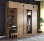 Modern Wardrobe With Desk - MZDSS003