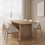 Dining Table Set with 6 Curved Cream Dining Chairs - MZDRS009