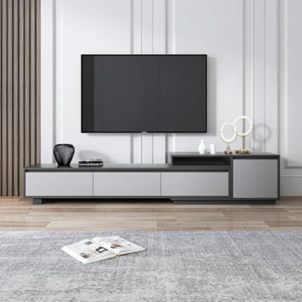 Modern TV Unit, 260cm White*Gray - MZTV06