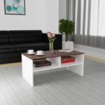 Coffee Table, 90cm White & Brown - MZCT023