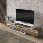Modern TV Unit, 120cm White & Beige - MZTV89 - Image 3