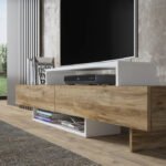 Modern TV Unit, 120cm White & Beige - MZTV89 - Image 2