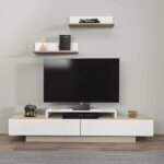 TV Unit, 130cm White & Beige - MZTV94
