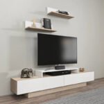 TV Unit, 130cm White & Beige - MZTV94 - Image 2